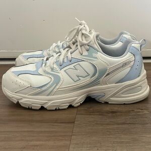New Balance 530  Kids White and Light Blue Sneakers